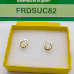 ARETES ARRACADA ESTRIADAS 14K 1.1 GR (NUEVO)
