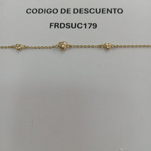 PULSERA TEJIDO ESPECIAL CON CORAZONES 14K 18 CM 1.7 GR (NUEVO)