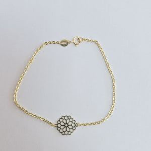 PULSERA TEJIDO ESPECIAL CON MANDALA 14K 18 CM 1.3 GR (NUEVO)