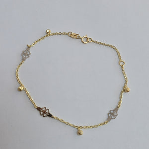 PULSERA ESPECIAL CON TREBOL 14K 18 CM 1.8 GR (NUEVO)