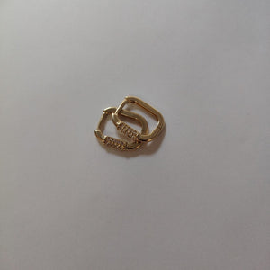 ARETES HUGGIES OVALADA C CIRCONIAS 14K 2.5 GR (NUEVO)