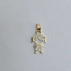 DIJE TEJIDO NIÑA CON CIRCONIAS 14K 0.9 GR (NUEVO)