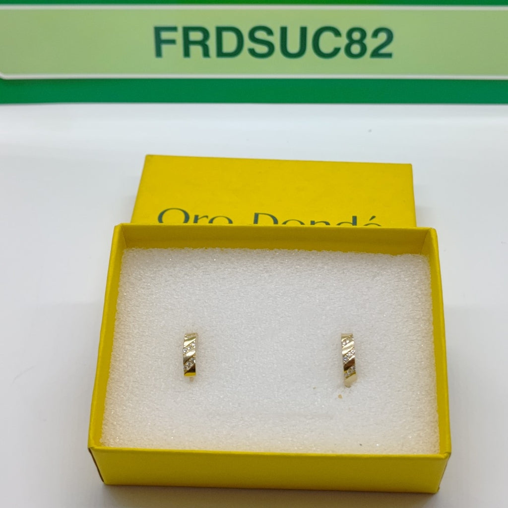 ARETES HUGGIES CON CIRCONIAS 14K 2.3 GR (NUEVO)