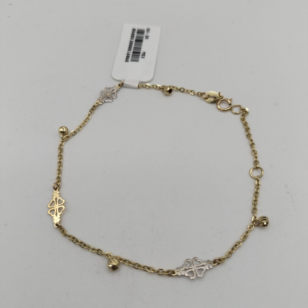 PULSERA ESPECIAL CON TREBOL 14K 18 CM 1.8 GR (NUEVO)