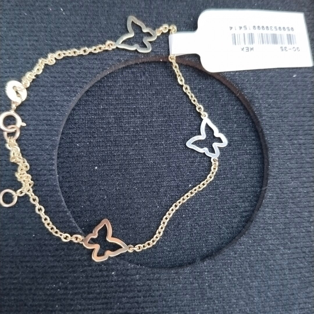 PULSERA ESPECIAL C MARIPOSAS 14K 18 CM 1.7 GR (NUEVO)