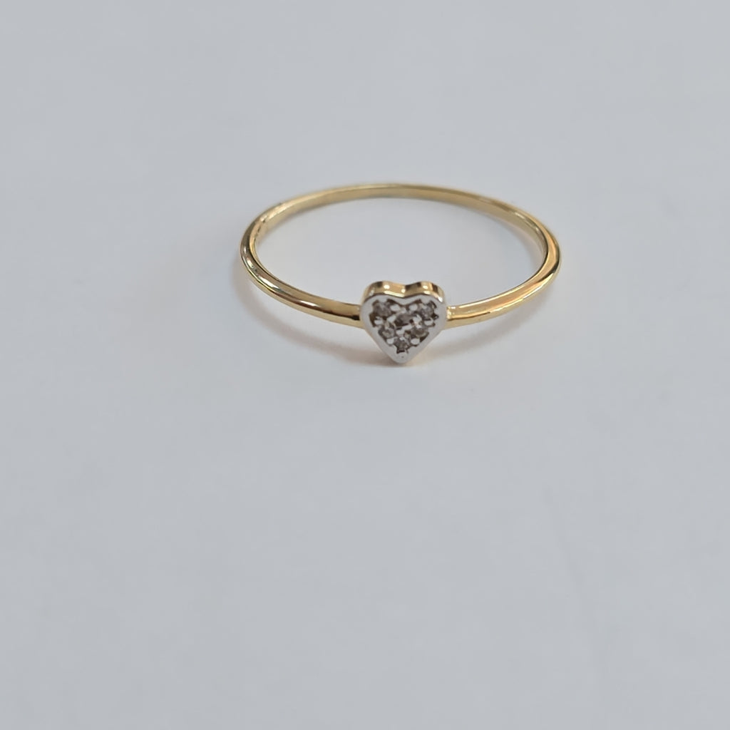 ANILLO ANILLITO CORAZON C CIRCONIA 14K 7 TALLA 0.8 GR (NUEVO)