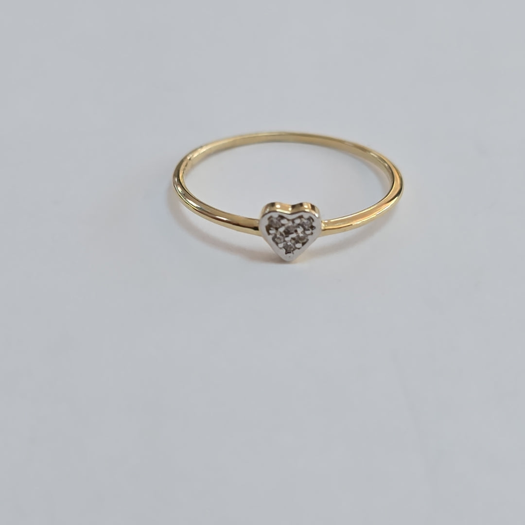 ANILLO ANILLITO CORAZON C CIRCONIA 14K 7 TALLA 0.8 GR (NUEVO)