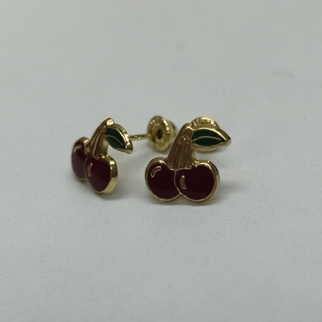 BROQUELES BROQUE FIG CEREZA C ESMALTE 14K 0.2203 GR (NUEVO)