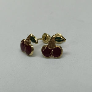 BROQUELES BROQUE FIG CEREZA C ESMALTE 14K 0.2203 GR (NUEVO)