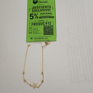 PULSERA ESPECIAL CON ESTRELLA Y CIRCONIAS 14K 18 CM 1.4 GR (NUEVO)