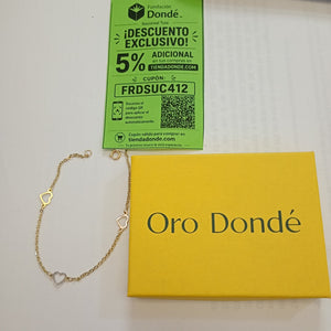 PULSERA ESPECIAL CON CORAZONES 14K 18 CM 1.3 GR (NUEVO)