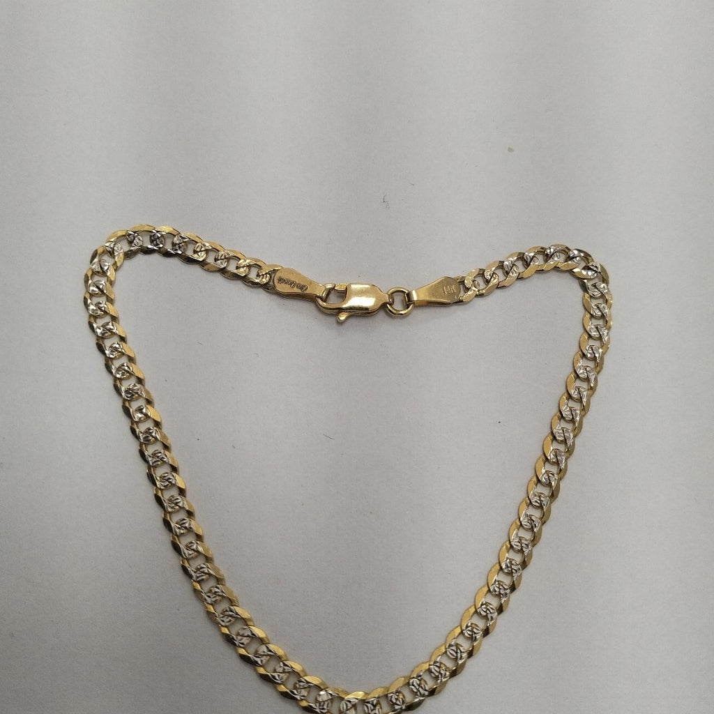 PULSERAS TEJIDO BARBADA DIAMANTADA ORO 14K 21 CM 5 GR (NUEVO)