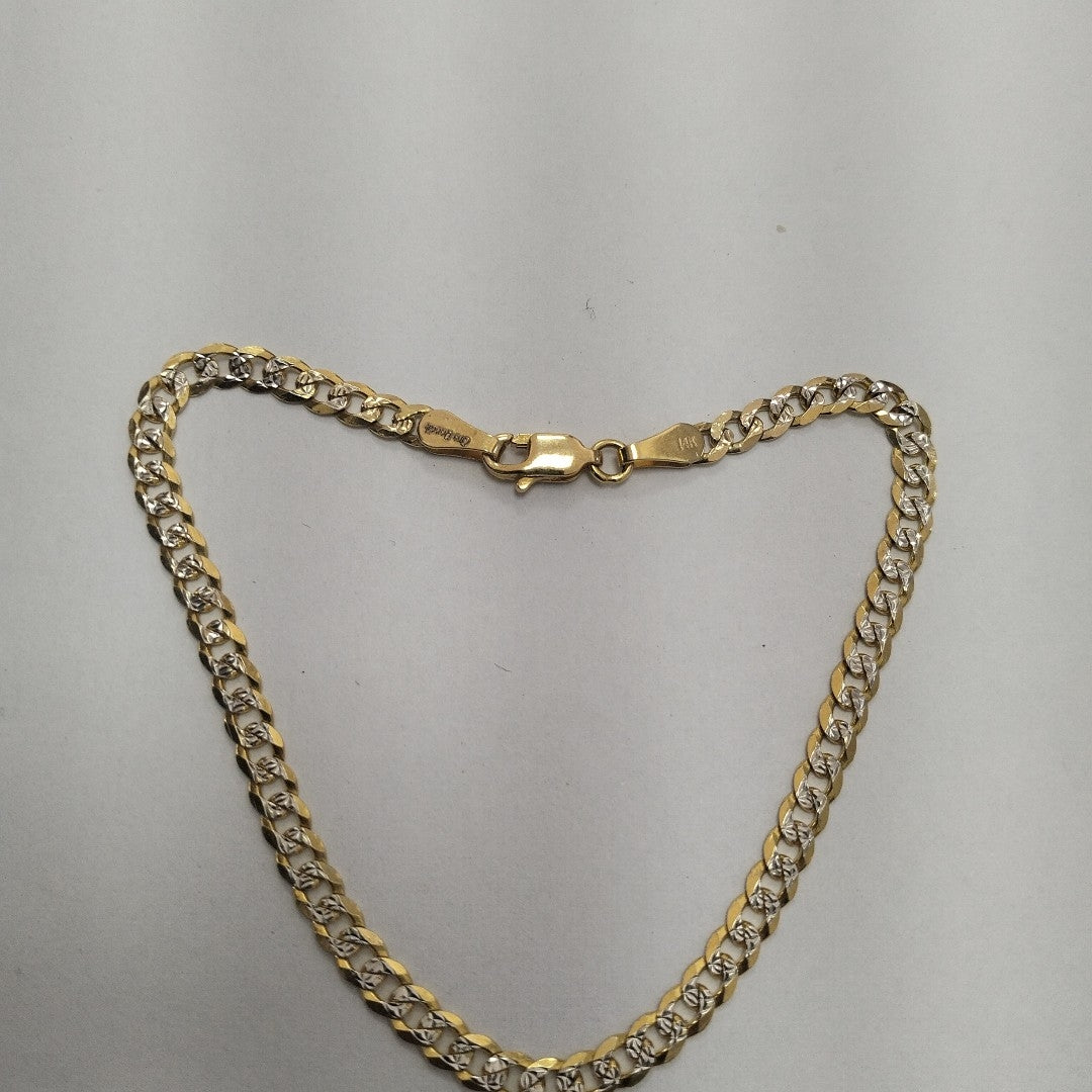 PULSERAS TEJIDO BARBADA DIAMANTADA ORO 14K 21 CM 5 GR (NUEVO)