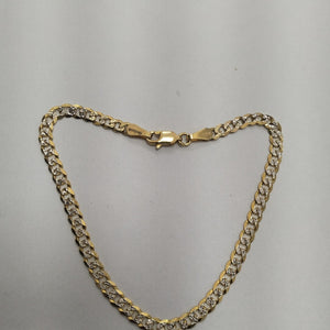 PULSERAS TEJIDO BARBADA DIAMANTADA ORO 14K 21 CM 5 GR (NUEVO)