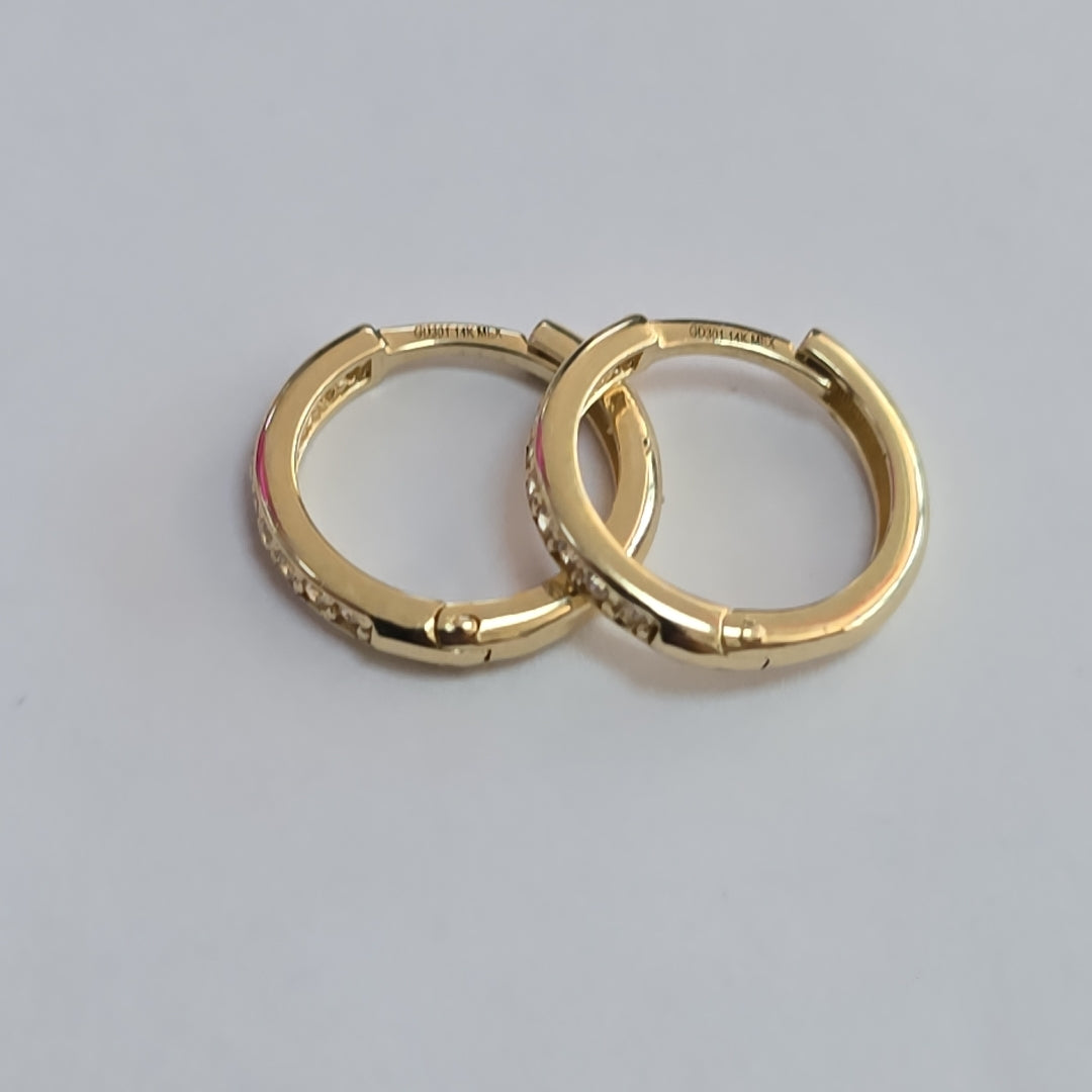 ARETES HUGGIES C CIRCONIA 14K 1.7 GR (NUEVO)