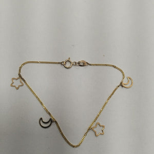 PULSERAS TEJIDO ESPECIAL C/DIJE ORO 10K 18 CM 0.9 GR (NUEVO)