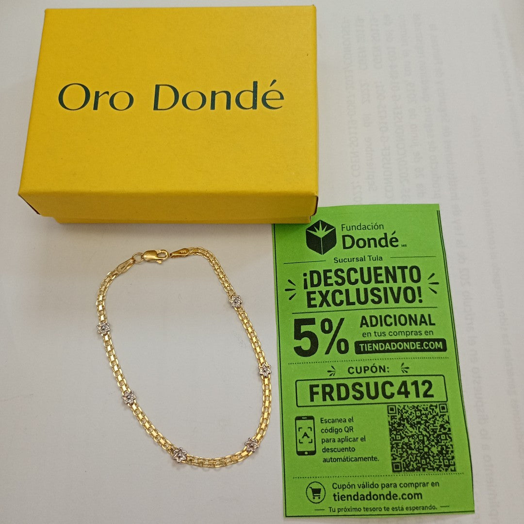 PULSERA ESPECIAL C FLORES 14K 18 CM 3 GR (NUEVO)