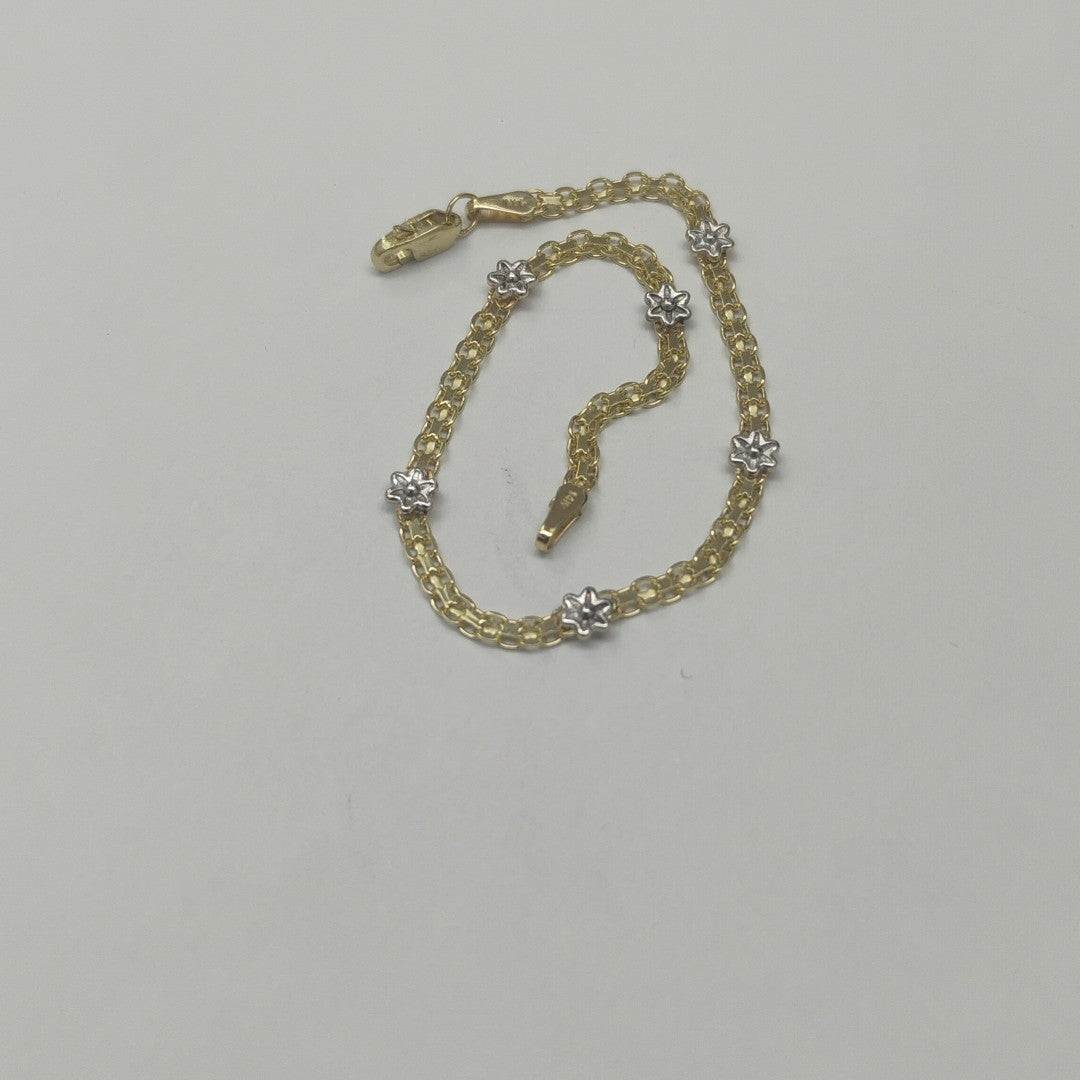 PULSERA ESPECIAL C FLORES 14K 18 CM 3 GR (NUEVO)