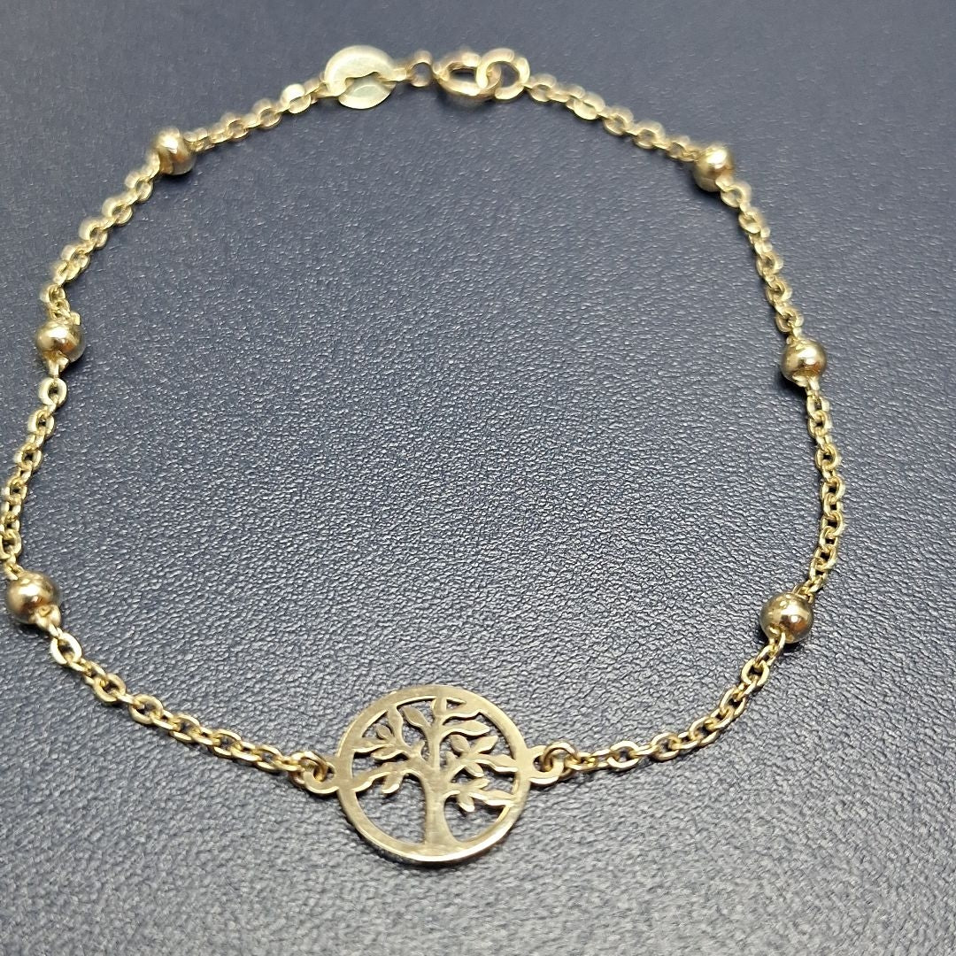 PULSERA TEJIDO ESPECIAL ARBOL 14K 18 CM 1.7 GR (NUEVO)