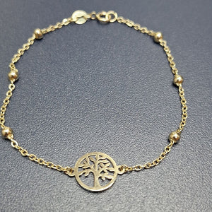 PULSERA TEJIDO ESPECIAL ARBOL 14K 18 CM 1.7 GR (NUEVO)