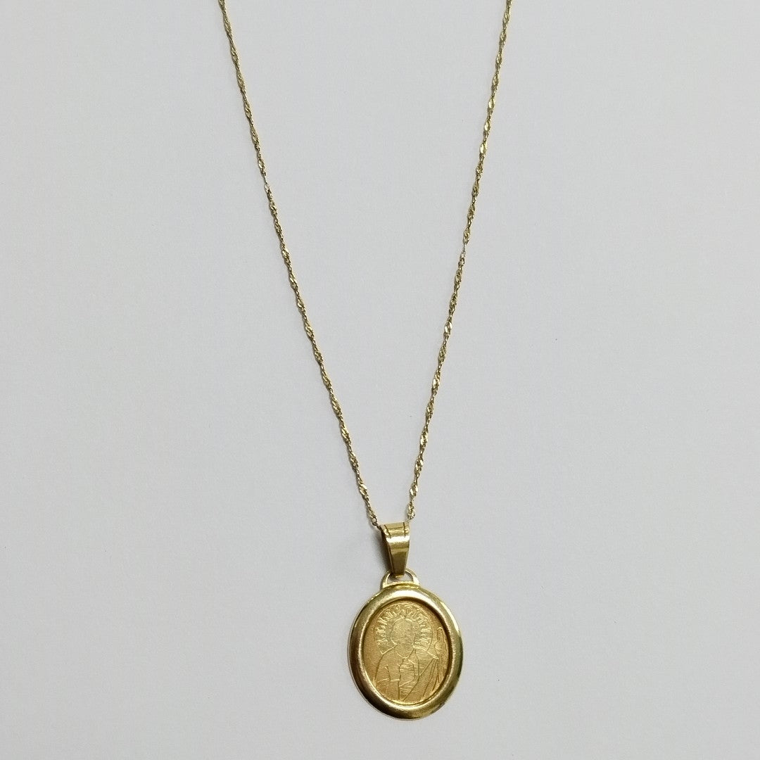 CADENA, MEDALLA RELIGIOSA ORO 14 K 1.6 GRMS (SEMINUEVO)