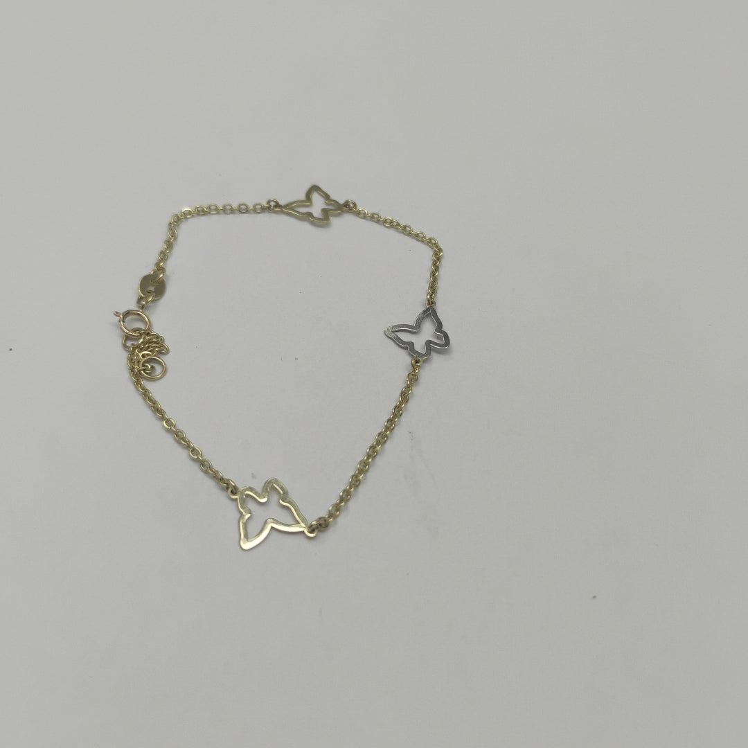 PULSERA ESPECIAL C MARIPOSAS 14K 18 CM 1.7 GR (NUEVO)