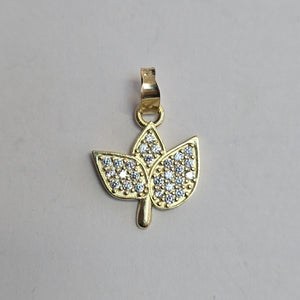 DIJE TEJIDO HOJAS CON CIRCONIAS 14K 0.9 GR (NUEVO)