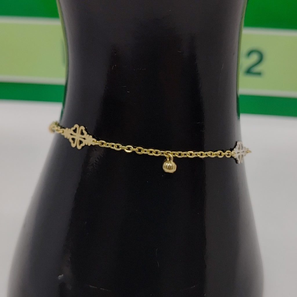 PULSERA ESPECIAL CON TREBOL 14K 18 CM 1.8 GR (NUEVO)