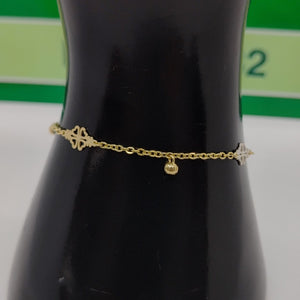 PULSERA ESPECIAL CON TREBOL 14K 18 CM 1.8 GR (NUEVO)