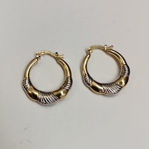 ARETES ARRACADAS HUECAS COMBINADAS 14K 2.5 GR (NUEVO)