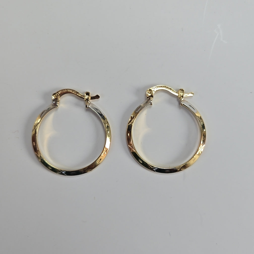ARETES TEJIDO ARRACADAS BISELADAS COMBINADAS 14K 1.4 GR (NUEVO)