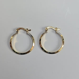 ARETES TEJIDO ARRACADAS BISELADAS COMBINADAS 14K 1.4 GR (NUEVO)