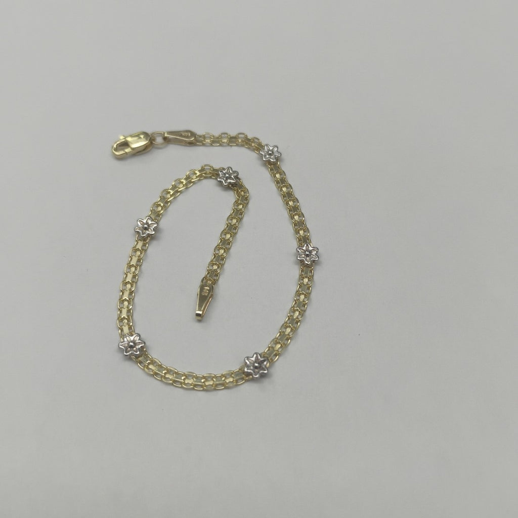 PULSERA ESPECIAL C FLORES 14K 18 CM 2.9 GR (NUEVO)