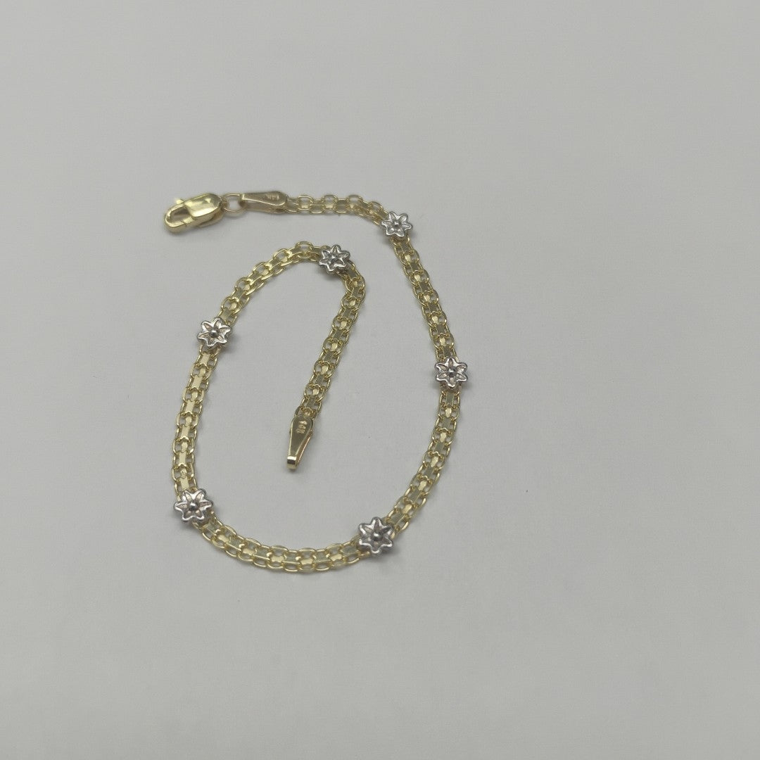 PULSERA ESPECIAL C FLORES 14K 18 CM 2.9 GR (NUEVO)