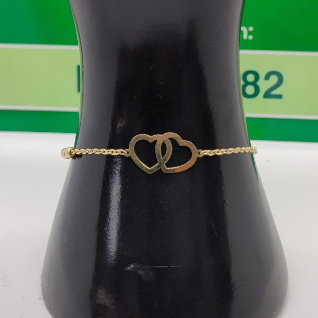 PULSERA TEJIDO ESPECIAL C CORAZONES 14K 18 CM 1.7 GR (NUEVO)