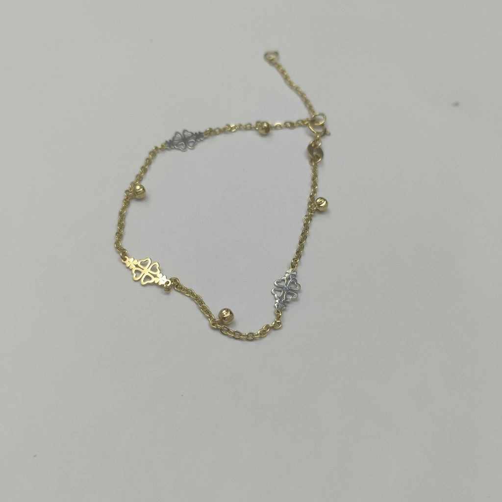 PULSERA ESPECIAL CON TREBOL 14K 18 CM 1.8 GR (NUEVO)