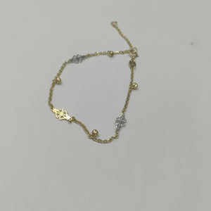 PULSERA ESPECIAL CON TREBOL 14K 18 CM 1.8 GR (NUEVO)