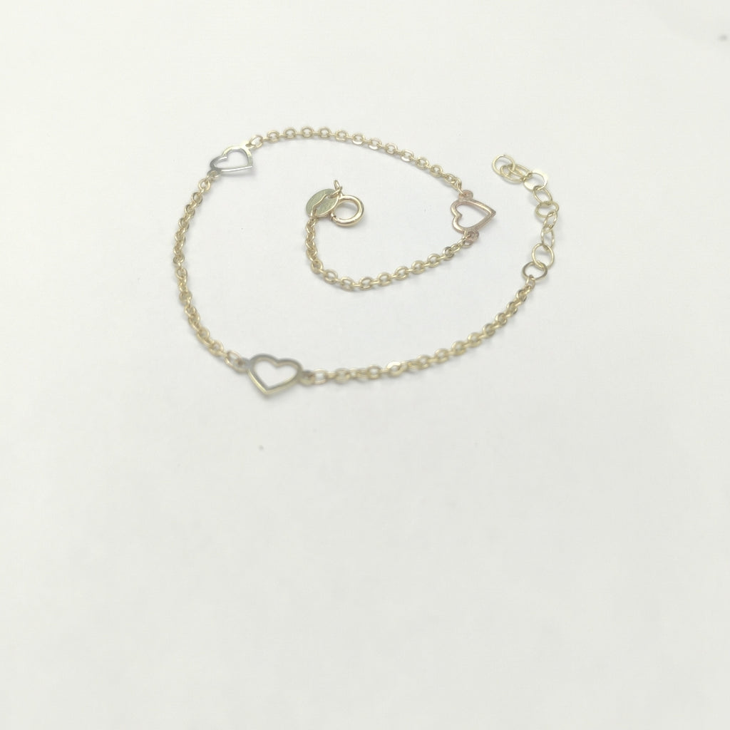 PULSERA ESPECIAL CON CORAZONES 10K 18 CM 1.2 GR (NUEVO)