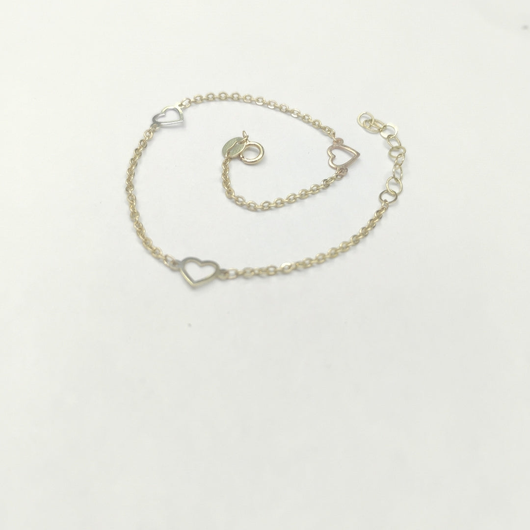PULSERA ESPECIAL CON CORAZONES 10K 18 CM 1.2 GR (NUEVO)