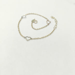 PULSERA ESPECIAL CON CORAZONES 10K 18 CM 1.2 GR (NUEVO)