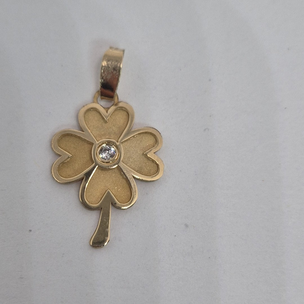 DIJE FIG TREBOL C CIRCONIA 14K 0.8 GR (NUEVO)