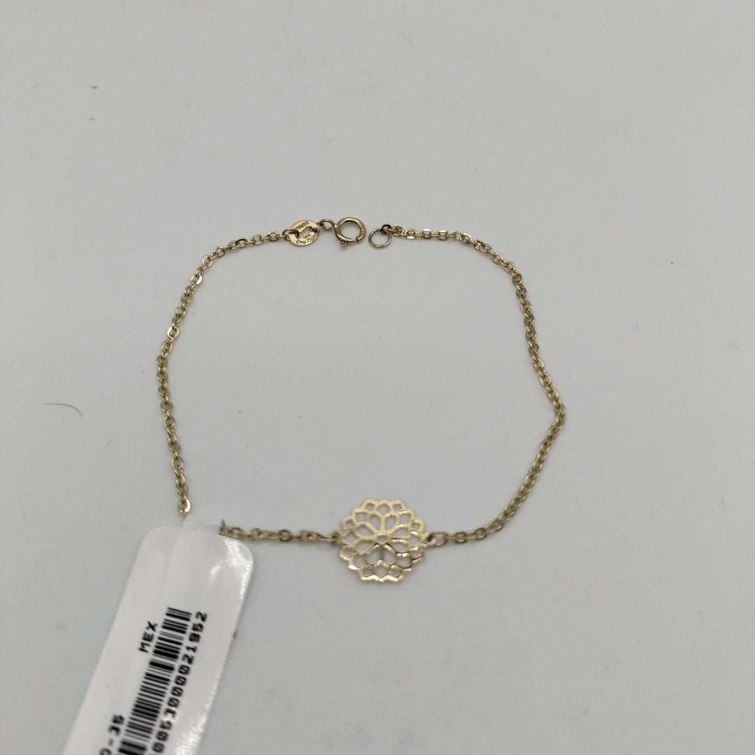 PULSERA TEJIDO ESPECIAL CON MANDALA 14K 18 CM 1.3 GR (NUEVO)
