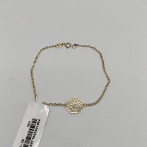 PULSERA TEJIDO ESPECIAL CON MANDALA 14K 18 CM 1.3 GR (NUEVO)