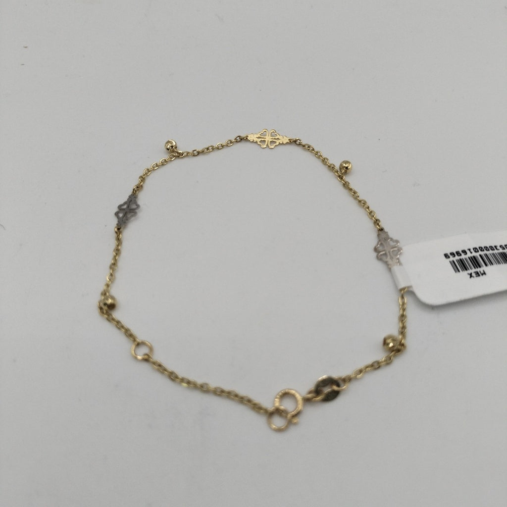 PULSERA ESPECIAL CON TREBOL 14K 18 CM 1.8 GR (NUEVO)