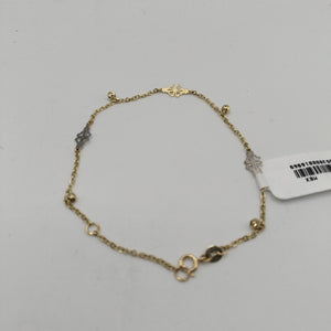 PULSERA ESPECIAL CON TREBOL 14K 18 CM 1.8 GR (NUEVO)
