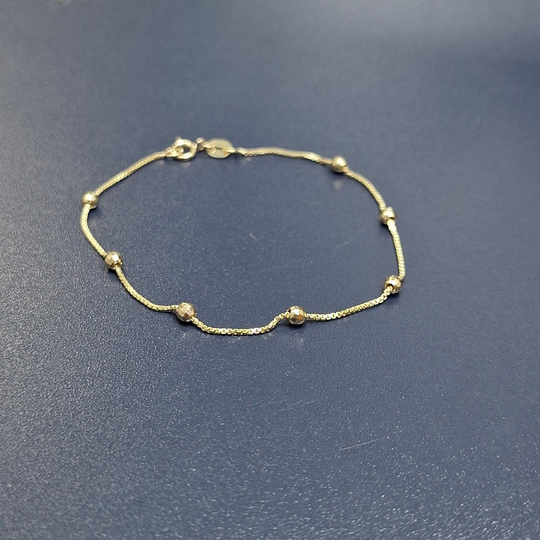 PULSERA ESPECIAL CON BOLITAS 14K 18 CM 1.4 GR (NUEVO)