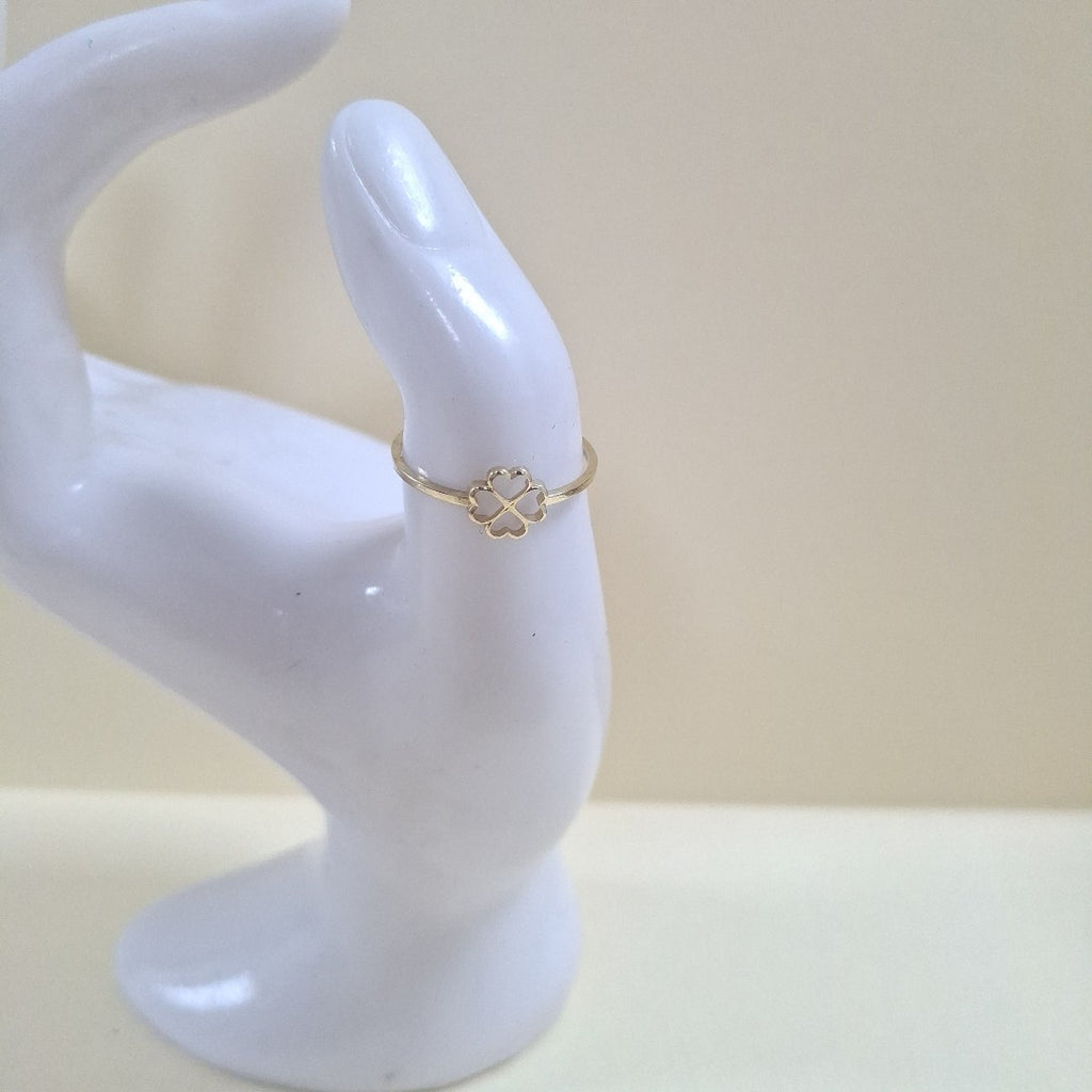 ANILLOS ANILLITO FIG TREBOL 4 HOJAS 10K TALLA 8 0.8 GR (NUEVO)