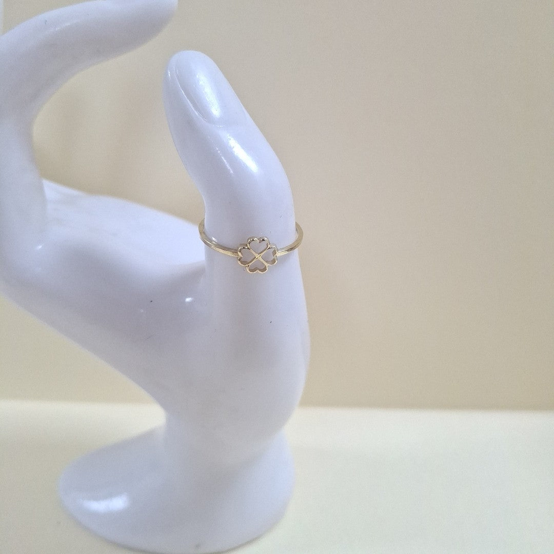 ANILLOS ANILLITO FIG TREBOL 4 HOJAS 10K TALLA 8 0.8 GR (NUEVO)