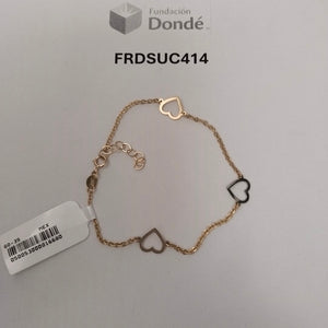 PULSERA ESPECIAL CON CORAZONES CONBINADOS 14K 18 CM 1.6 GR (NUEVO)