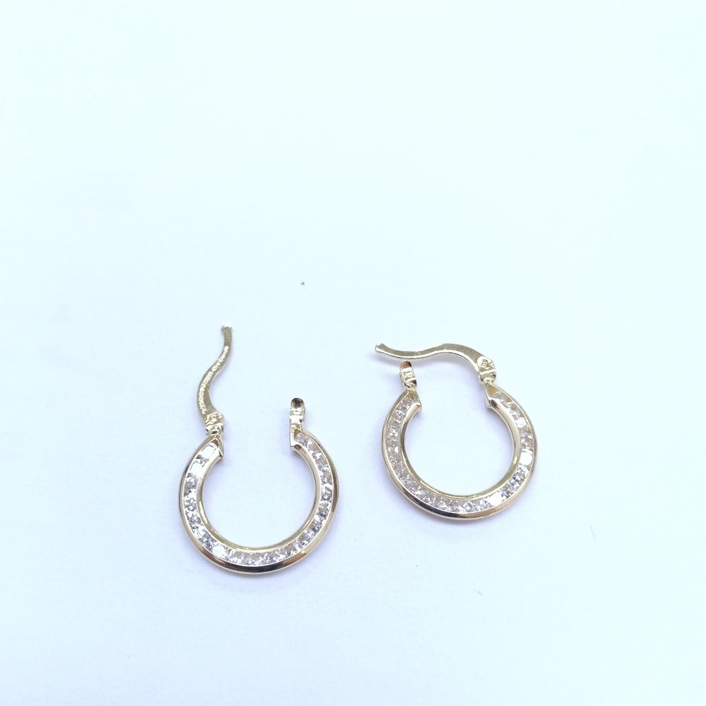 ARETES ARRACADAS CON CIRCONIAS 14K 2.4 GR (NUEVO)